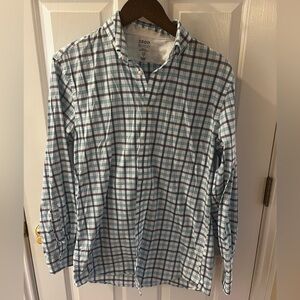 Izod Men's White & Blue Check Shirt. Advantage Performance. Slim Fit. Medium.